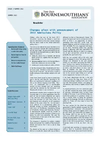Changes Afoot with Announcement of 2013 Admissions Policy Newsletter