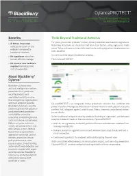 Cylanceprotect® Continuous Threat Prevention Powered by Artificial Intelligence