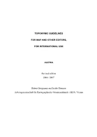 Toponymic Guidelines for Map and Other Editors, For