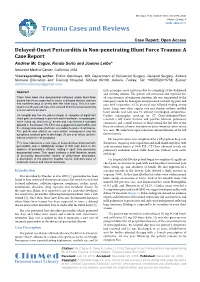 Delayed-Onset Pericarditis in Non-Penetrating Blunt Force