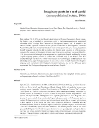 Imaginary Poets in a Real World (An Unpublished Lecture, 1996)