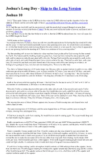Joshua's Long Day - Skip to the Long Version Joshua 10