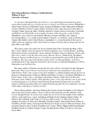 The German Heritage of Kansas: an Introduction William D