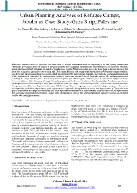 Urban Planning Analyses of Refugee Camps, Jabalia As Case Study-Gaza Strip, Palestine
