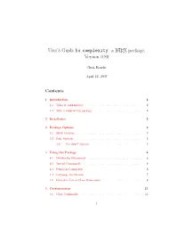 User's Guide for Complexity: a LATEX Package, Version 0.80