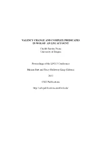 Valency Change and Complex Predicates in Wolof: an Lfg Account