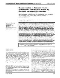 Characterization of Nodularia Strains, Cyanobacteria from Brackish Waters, by Genotypic and Phenotypic Methods