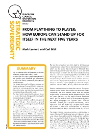 From Plaything to Player: How Europe Can Stand up for Itself in the Next Five Years
