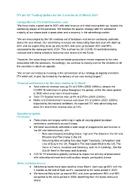 ITV Plc Q1 Trading Update for the 3 Months to 31 March 2021