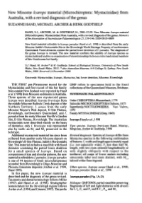 Microchiroptera: Mystacinidae) from Australia, with a Revised Diagnosis of the Genus