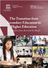 The Transition from Secondary Education to Higher Education: Case
