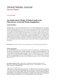An Exploratory Study of Global and Local Discourses on Social Media Regulation