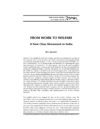 From Work to Welfare- a New Class