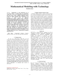 Mathematical Modeling with Technology PURNIMA RAI