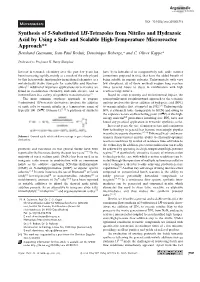 Synthesis of 5-Substituted 1H-Tetrazoles from Nitriles And