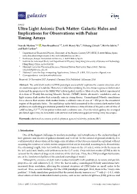 Ultra Light Axionic Dark Matter: Galactic Halos and Implications for Observations with Pulsar Timing Arrays