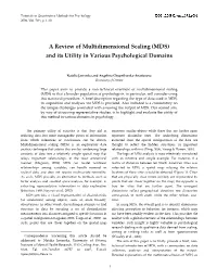 A Review of Multidimensional Scaling (MDS) and Its Utility in Various Psychological Domains