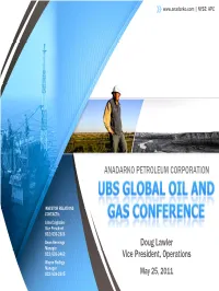 ANADARKO PETROLEUM CORPORATION Doug Lawler Vice