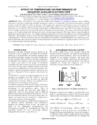 EFFECT of TEMPERATURE on PERFORMANCE of ADVANCED ALKALINE ELECTROLYZER Mohamad Azuan1,,Nor Zaihar Yahaya2,*,Amelia Melinda2,Muhammad Wasif Umar2 1,2Dept