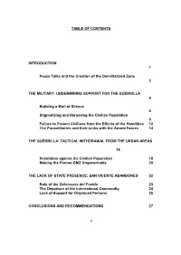 0 TABLE of CONTENTS INTRODUCTION 1 Peace Talks