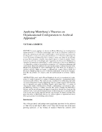 Applying Mintzberg's Theories on Organizational Configuration To