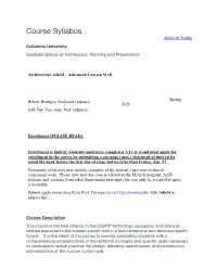Course Syllabus Jump to Today Columbia University Graduate School of Architecture, Planning and Preservation