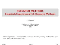 Empirical/Experimental CS Research Methods