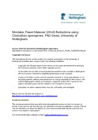 Reductions Using Clostridium Sporogenes. Phd Thesis, University of Nottingham