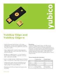 Yubikey Edge and Yubikey Edge-N Product Sheet