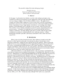 1 the Scientific Status of the Weak Anthropic Principle Mitchell