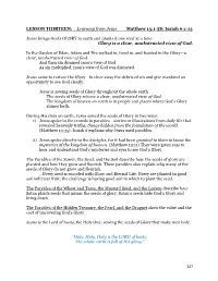 127 LESSON THIRTEEN: ...Learning from Jesus Matthew 13:1-58; Isaiah