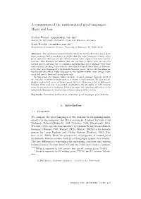 A Comparison of the Mathematical Proof Languages Mizar and Isar