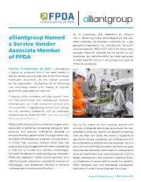 Alliantgroup Named a Service Vendor Associate Member of FPDA