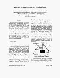 Application Development for Bluetooth Embedded Systems