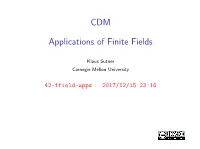 Applications of Finite Fields