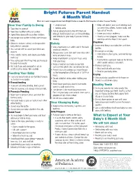 Bright Futures Parent Handout 4 Month Visit Here Are Some Suggestions from Bright Futures Experts That May Be of Value to Your Family