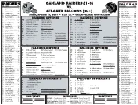OAKLAND RAIDERS (1-0) NO NAME POS NO NAME POS 4 Derek Carr