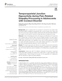 Temporoparietal Junction Hypoactivity During Pain-Related Empathy Processing in Adolescents with Conduct Disorder