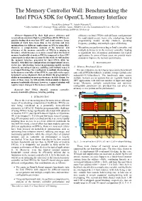 Benchmarking the Intel FPGA SDK for Opencl Memory Interface