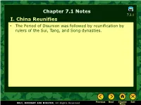 I. China Reunifies Chapter 7.1 Notes