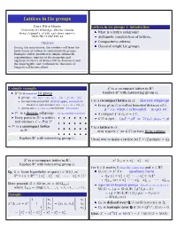 Lattices in Lie Groups