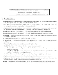 Recitation 9: Partial and Total Orders 1 Recall Definitions