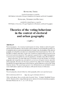 Theories of the Voting Behaviour in the Context of Electoral and Urban Geography