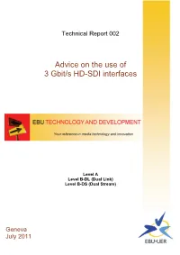Advice on the Use of 3 Gbit/S HD-SDI Interfaces