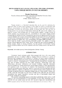 Development of Yanang (Tiliacora Triandra) Powder Using Freeze Drying in Use for Sherbet