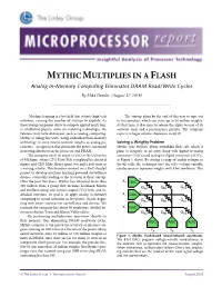 MYTHIC MULTIPLIES in a FLASH Analog In-Memory Computing Eliminates DRAM Read/Write Cycles