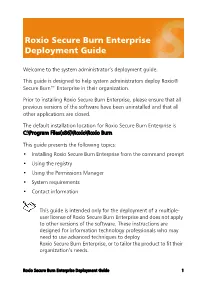 Roxio Secure Burn Enterprise Deployment Guide