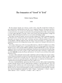 Semantics of “Good” & “Evil”