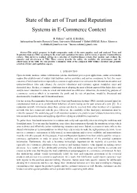 State of the Art of Trust and Reputation Systems in E-Commerce Context