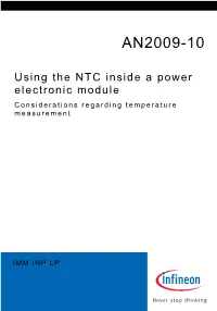 Using the NTC Inside a Power Electronic Module Considerations Regarding Temperature Measurement